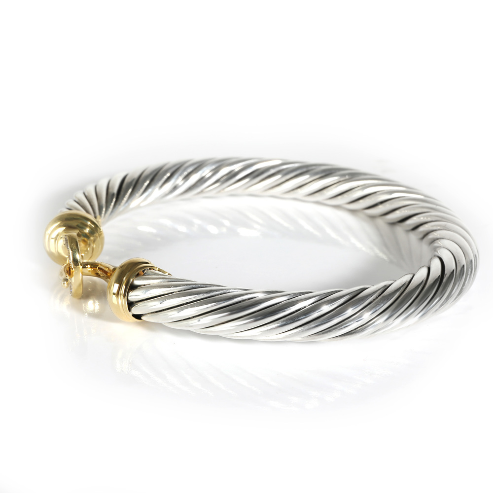 David Yurman Cable Collectibles Bracelet in 18k Yellow Gold/Sterling Silver 0.09 - Picture 3 of 4